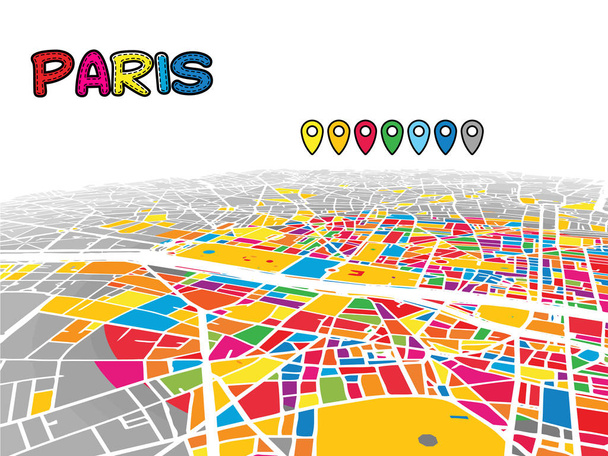 Στο κέντρο του Παρισιού, Γαλλία, τρισδιάστατο χάρτη διάνυσμα - Διάνυσμα, εικόνα