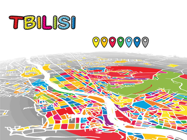 トビリシ, ジョージア、ダウンタウン 3 d ベクトル マップ - ベクター画像