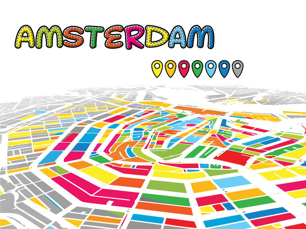 Mapa vectorial de Amsterdam, Países Bajos, Downtown 3D
 - Vector, imagen