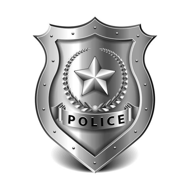 Полицейский значок на белом векторе
 - Вектор,изображение