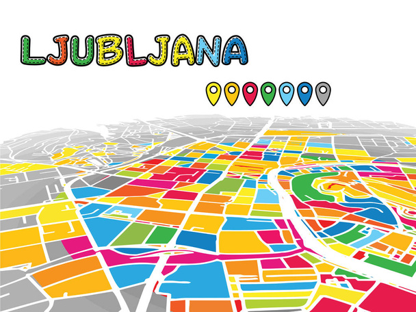 Lubiana, Slovenia, Downtown 3D Vector Map
 - Vettoriali, immagini