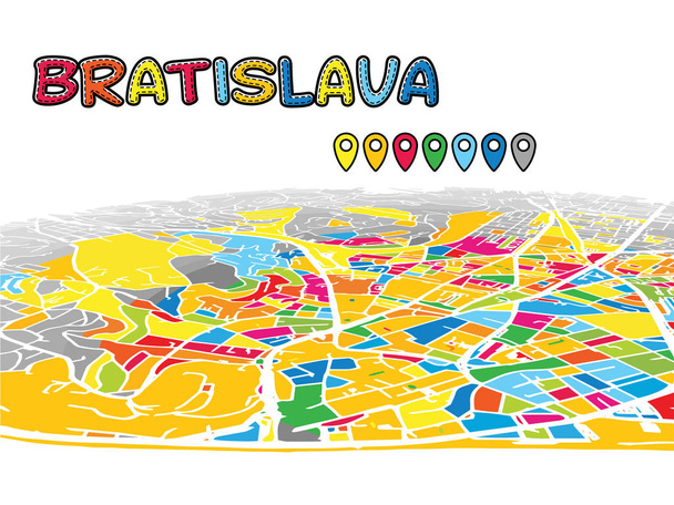 Bratislava, Slovaquie, Centre-ville Carte vectorielle 3D
 - Vecteur, image