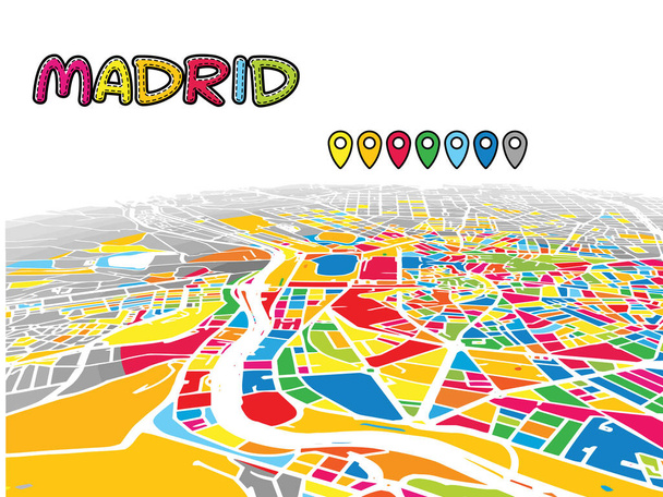 Madrid, Spain, Downtown 3D Vector Map - Vector, Image