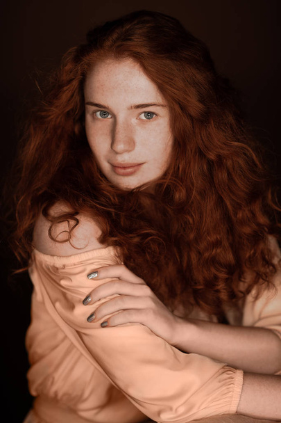 tender redhead woman - Фото, изображение