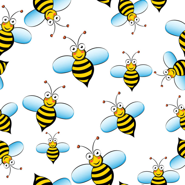 Lindo patrón inconsútil abeja en el fondo blanco
 - Vector, Imagen