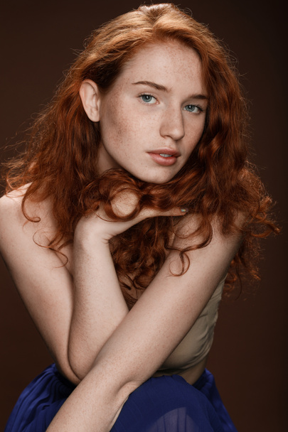 attractive tender redhead woman - 写真・画像