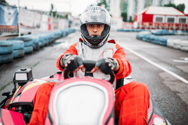 Karting racer wearing helmet  - Photo, Image