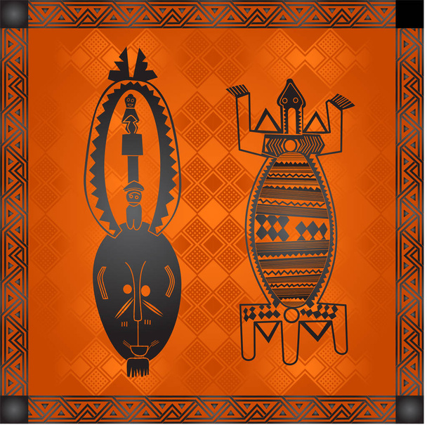 Αφρικανική κουλτούρα συμβολική στολίδια. Αφρικανικές φυλές χέρι συρμένο στοιχεία - Διάνυσμα, εικόνα