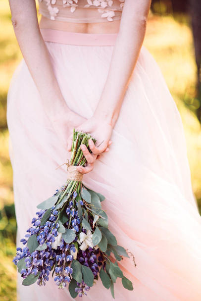 wedding bouquet of lupines - Foto, imagen