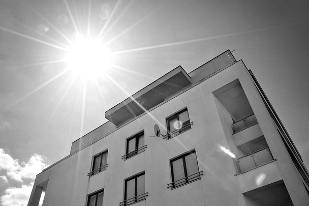 Modern, Luxury Apartment Building. Black and white - Photo, Image