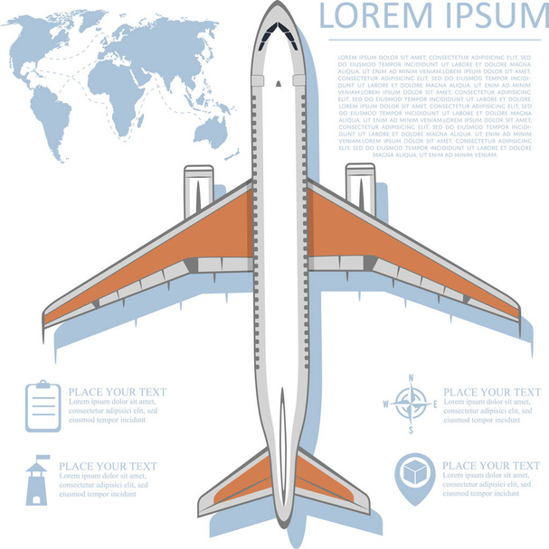 Aviation flyer with jet airplane - Vector, Image