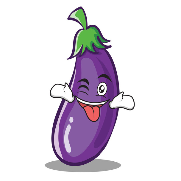 Tongue out with wink eggplant character cartoon style - ベクター画像