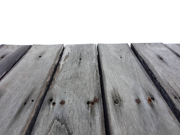 staré retro prkno dřevo stůl v perspektivě izolované na bílém  - Fotografie, Obrázek