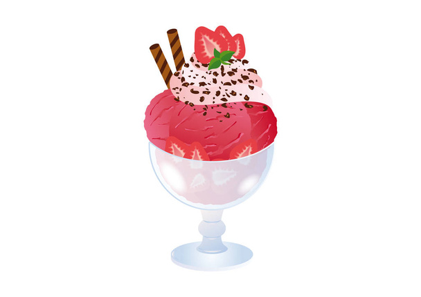 Crème glacée aux fraises vecteur sundae - Vecteur, image