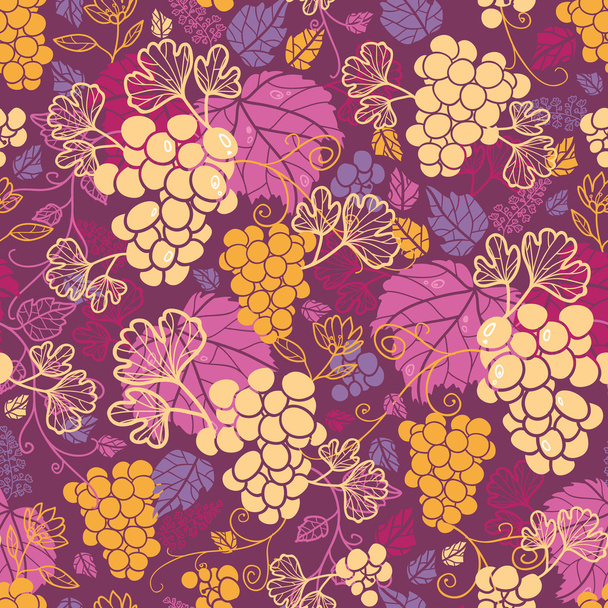 Sweet grape vines seamless pattern background - Vektör, Görsel