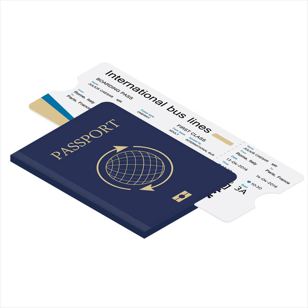 Pasaporte y billete
 - Vector, imagen