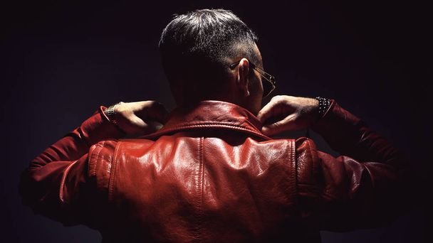 Man in Red Leather Jacket - Фото, изображение