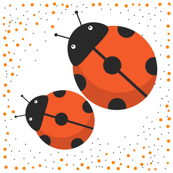Twee lieveheersbeestjes. Vector illustratie op witte achtergrond - Vector, afbeelding