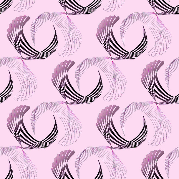 正規曲線のストライプ柄ピンク バイオレット紫黒斜めに - 写真・画像