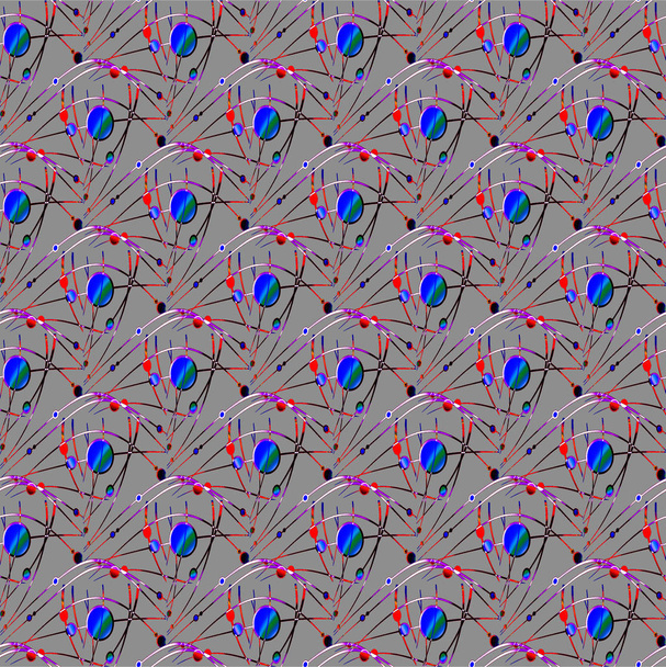Patrón de elipses sin costuras azul verde púrpura con líneas onduladas rojo y negro
 - Foto, imagen