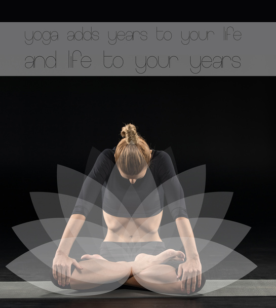 Woman sitting in lotus position - Photo, Image