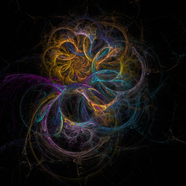 Tietokoneella tuotettu fraktaalinen abstraktio hehkuvasta kierretunnelista
 - Valokuva, kuva