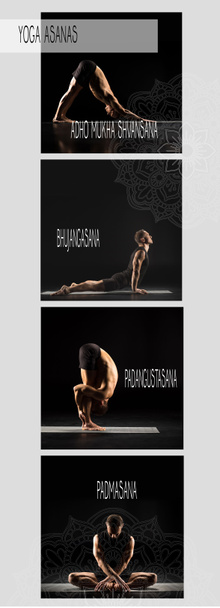 Hombre realizando yoga, collage
 - Foto, Imagen