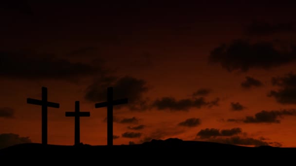 Christelijke kruisen bij zonsopgang - Video