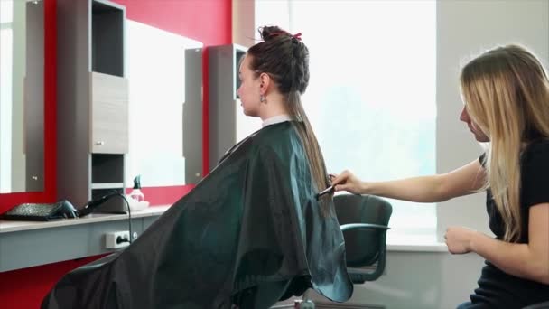 おしゃれな美容院でスタイリッシュな髪型を作る。女性客 - 映像、動画
