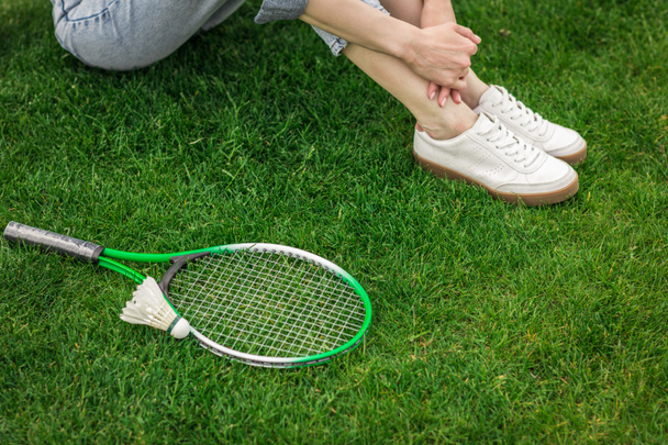 woman and badminton equipment - Photo, Image