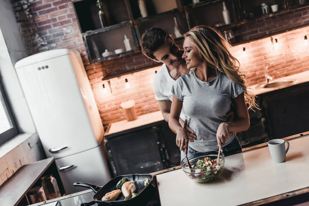 Couple on kitchen - Photo, image