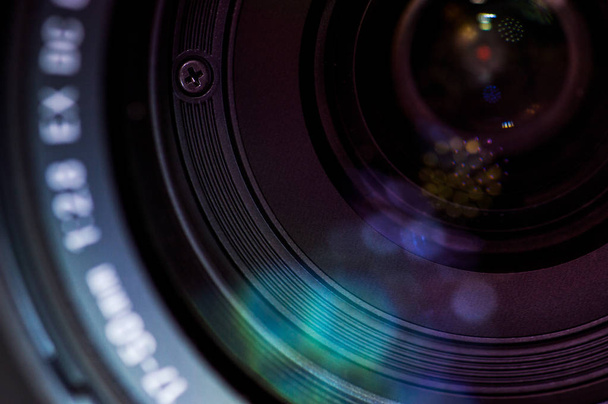 Close-up of lense in modern digital camera  - Photo, Image