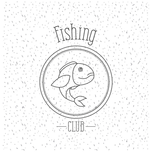fond blanc avec éclat de l'emblème de silhouette monochrome avec achigan à grande bouche poisson logo club de pêche
 - Vecteur, image