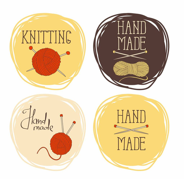 Set on the theme of circular patterns of knitting.It can be used for  stickers and labels - Vector, Image