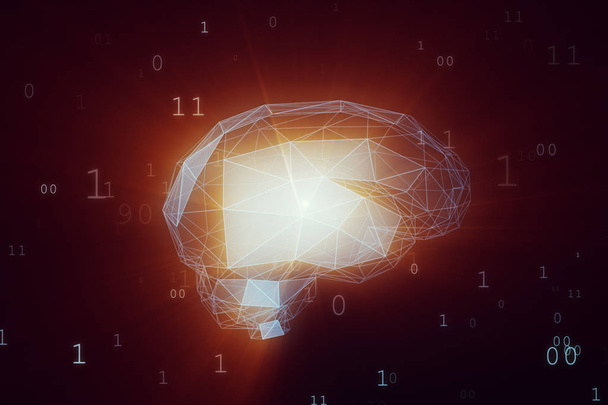 Цифровий мозок штучного інтелекту в хмарі бінарних даних 3d ілюстрації
 - Фото, зображення