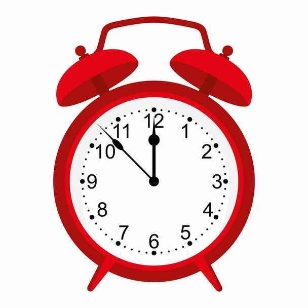 red alarm clock isolated on white background. Red clock. - Vector, Image