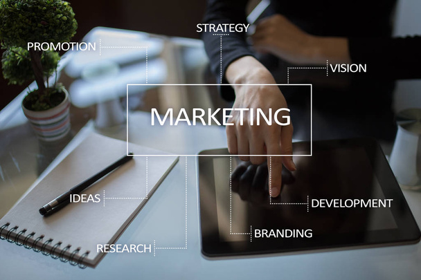 Концепція маркетингу бізнесу на віртуальному екрані
. - Фото, зображення