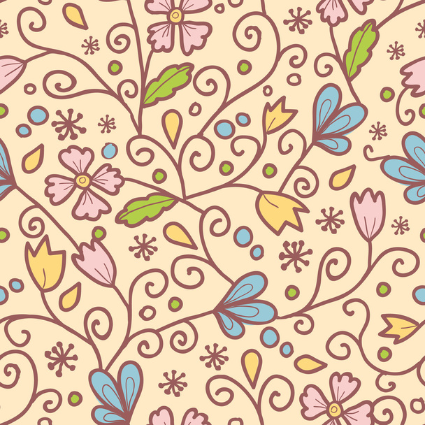 Flowers and leaves seamless pattern background - Vektori, kuva