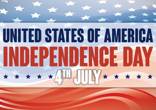 Amerikai zászló absztrakt hullámok és a csillagok, a függetlenség napja, vektoros illusztráció - Vektor, kép