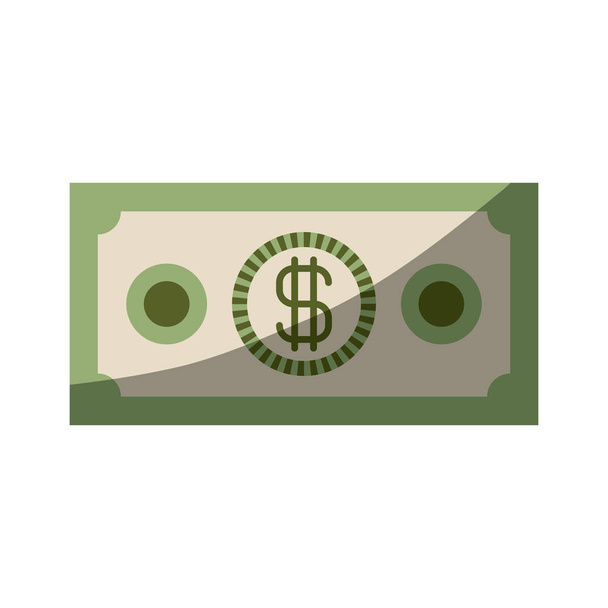 colorful silhouette of money bill with half shadow - Vector, Image