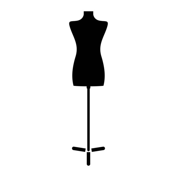 Fashion stand, female torso mannequin the black color icon . - Vector, Image