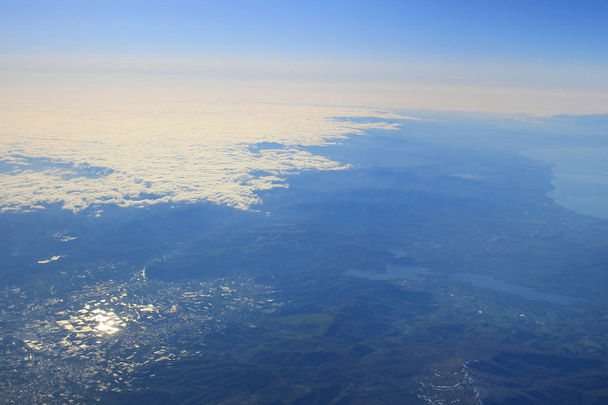 Hokkaido, Japonia Japonia widok z samolotu z lotu ptaka - Zdjęcie, obraz