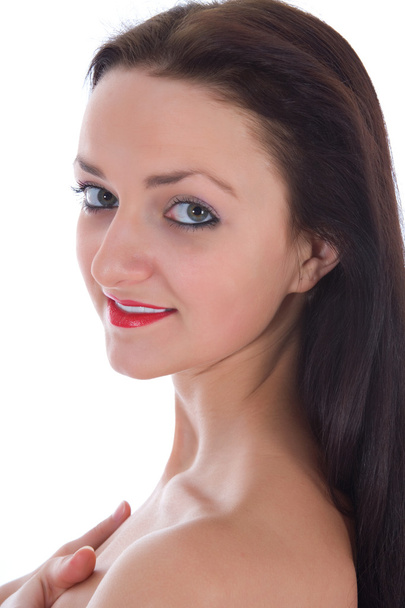 Portrait of the brunette with blue eye - Фото, изображение