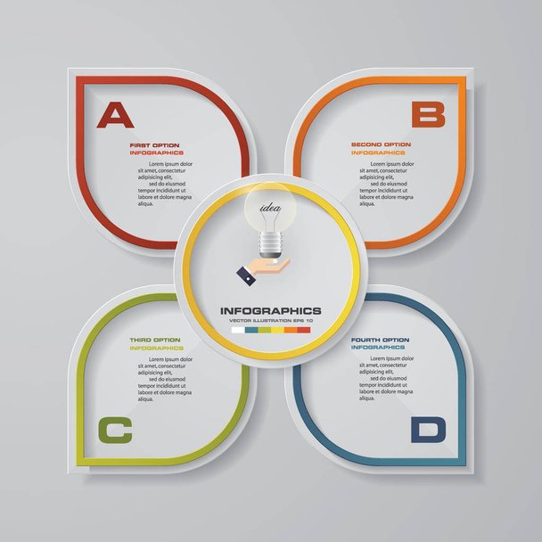 4 Schritte Infografik Präsentationsvorlage. 4 Schritte mit Platz für Ihren Beispieltext & Ihre Daten.  - Vektor, Bild
