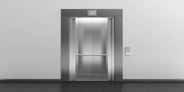 Asansör kapıları ile. 3D çizim - Fotoğraf, Görsel