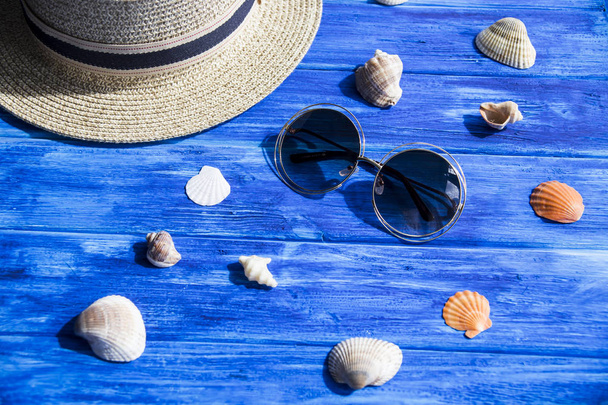Sea and vacation concept with seashells - Photo, Image