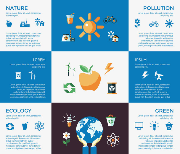 Digital vector blue ecology icons - Vector, Image