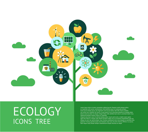 Digital vector rojo ecología iconos
 - Vector, imagen