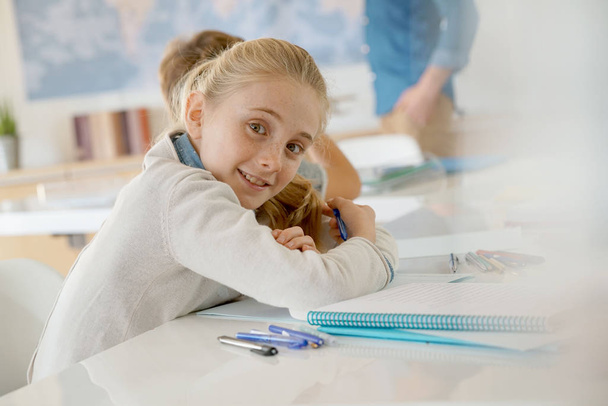  girl taking notes in class        - Foto, Bild