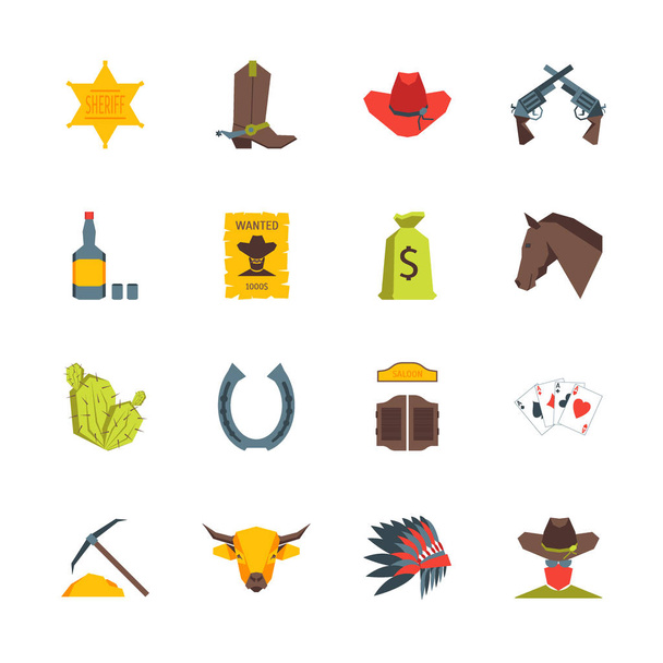 Cartoon Symbol of Cowboy Color Icons Set. Vector - Vektor, obrázek